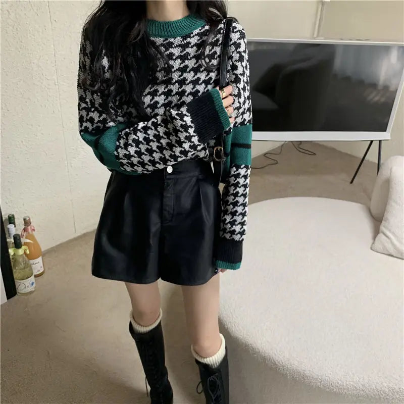 Houndstooth Oversized Sweater