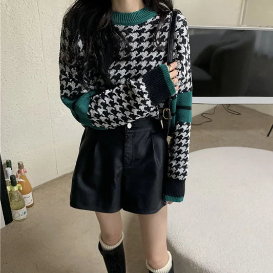 Houndstooth Oversized Sweater