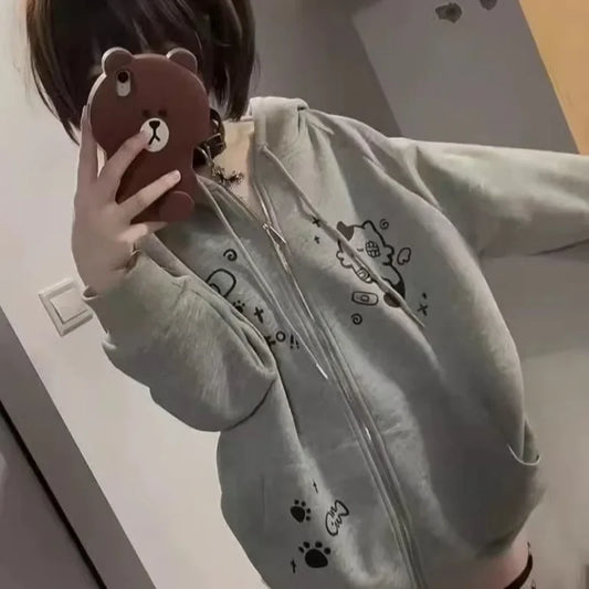 Cat Print Hoodie