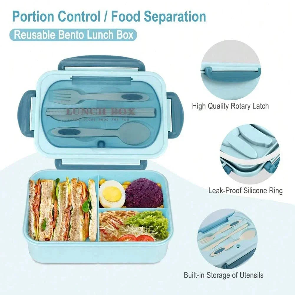 4 Compartment Bento Lunch Box With Utensils