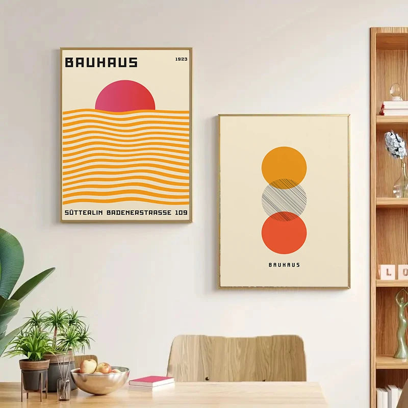 Abstract Orange Bauhaus Style Canvas Posters
