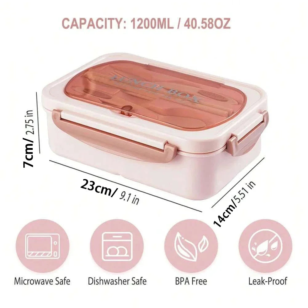 4 Compartment Bento Lunch Box With Utensils