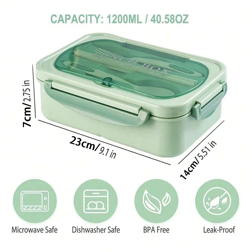 4 Compartment Bento Lunch Box With Utensils