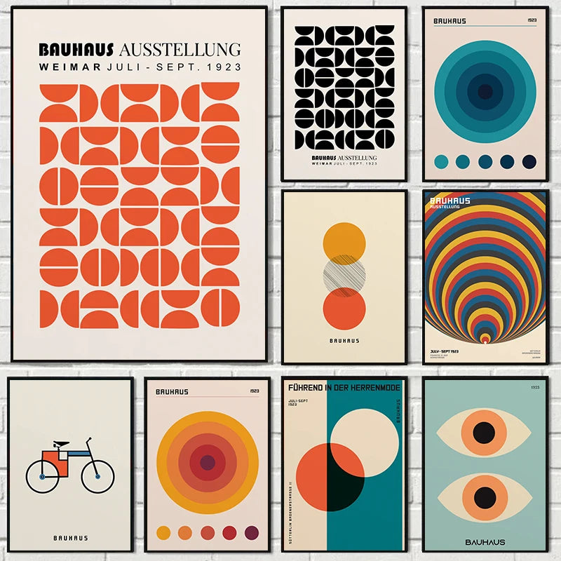 Abstract Orange Bauhaus Style Canvas Posters