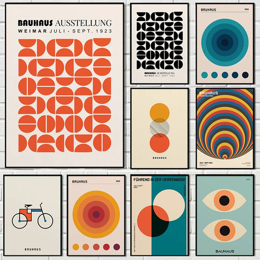 Abstract Orange Bauhaus Style Canvas Posters