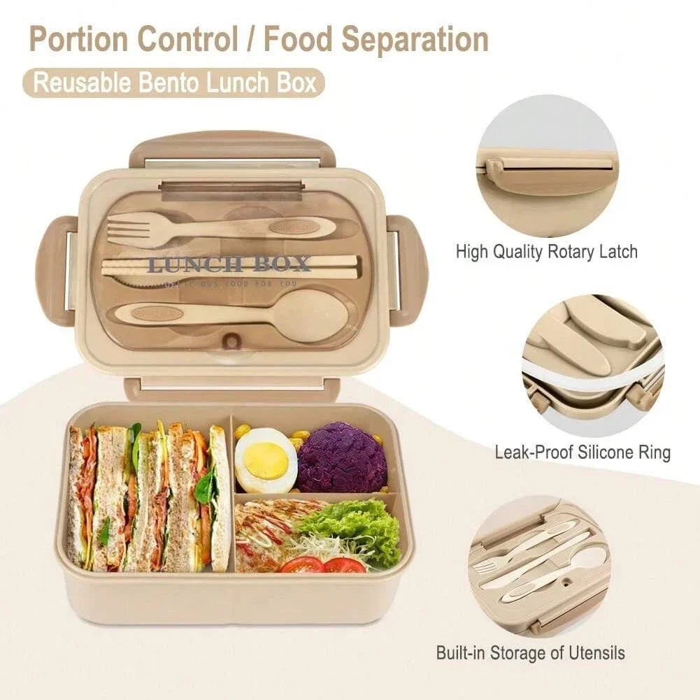 4 Compartment Bento Lunch Box With Utensils