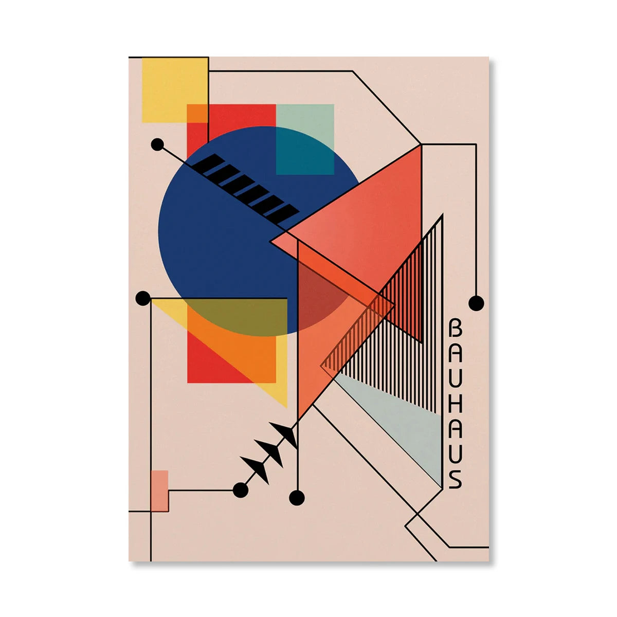 Abstract Orange Bauhaus Style Canvas Posters